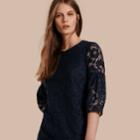 Burberry Burberry Puff-sleeved Floral Lace Shift Dress, Size: 00, Blue