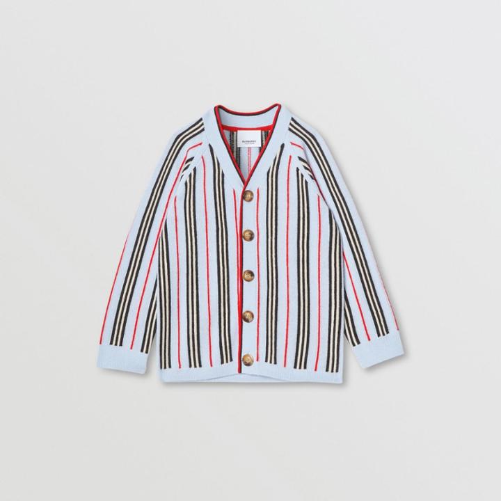 Burberry Burberry Childrens Icon Stripe Wool Cashmere Cardigan, Size: 14y, Blue