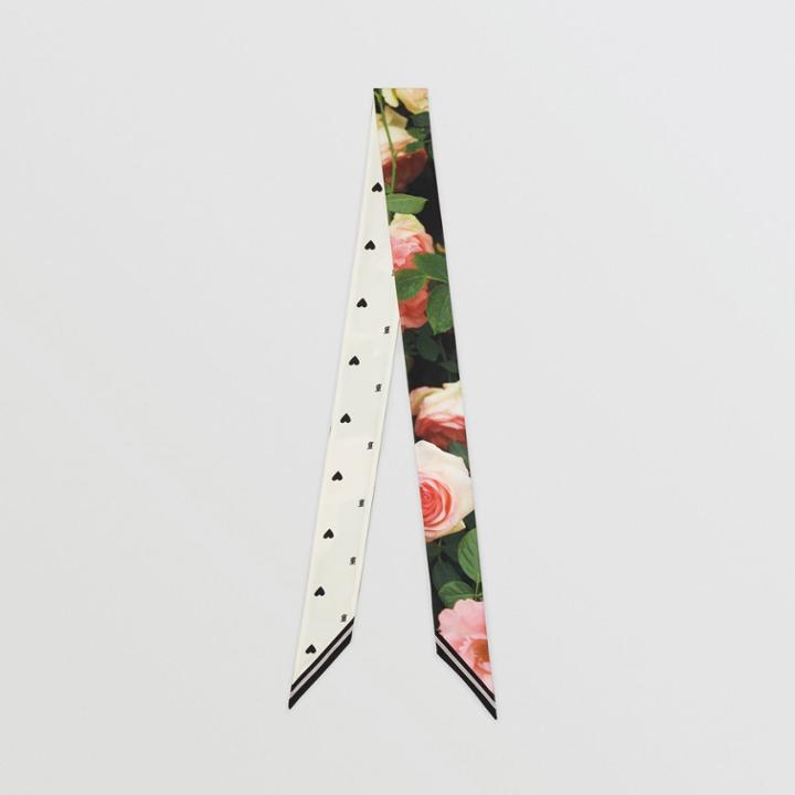 Burberry Burberry Floral Print Silk Skinny Scarf, Pink