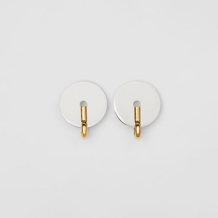 Burberry Burberry Palladium And Gold-plated Disc Earrings, Silver