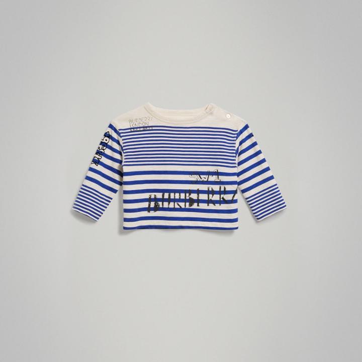 Burberry Burberry Long-sleeve Sw1 Print Cotton Top, Size: 2y, Blue