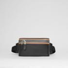 Burberry Burberry Icon Stripe Print Leather Cube Bum Bag, Black