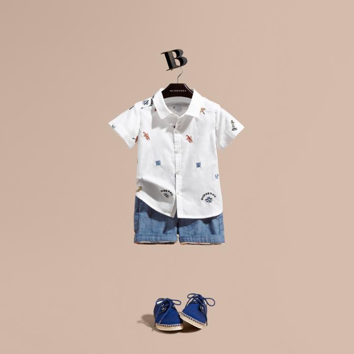 Burberry Burberry Embroidered Nautical Motif Cotton Oxford Shirt, Size: 3y, White