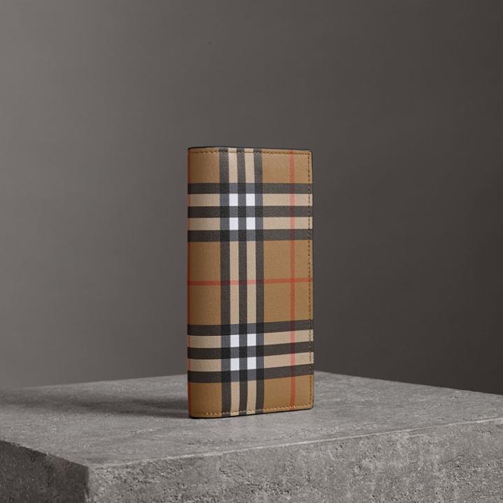 Burberry Burberry Vintage Check And Leather Continental Wallet, Black