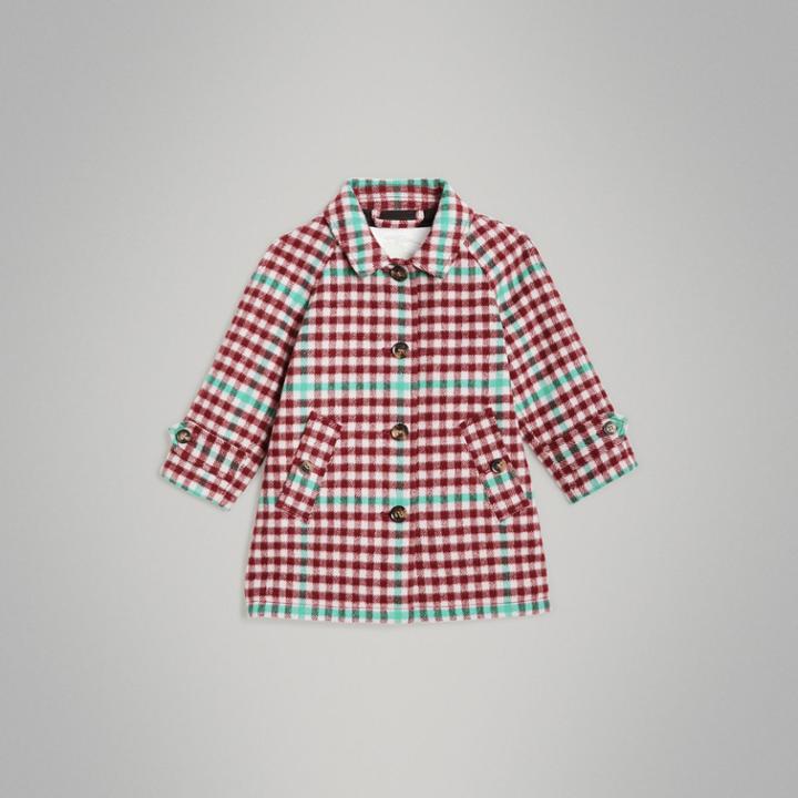 Burberry Burberry Childrens Check Wool Car Coat, Size: 2y, Pink