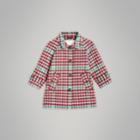 Burberry Burberry Childrens Check Wool Car Coat, Size: 2y, Pink