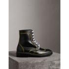 Burberry Burberry Topstitch Leather Lace-up Boots, Size: 40.5