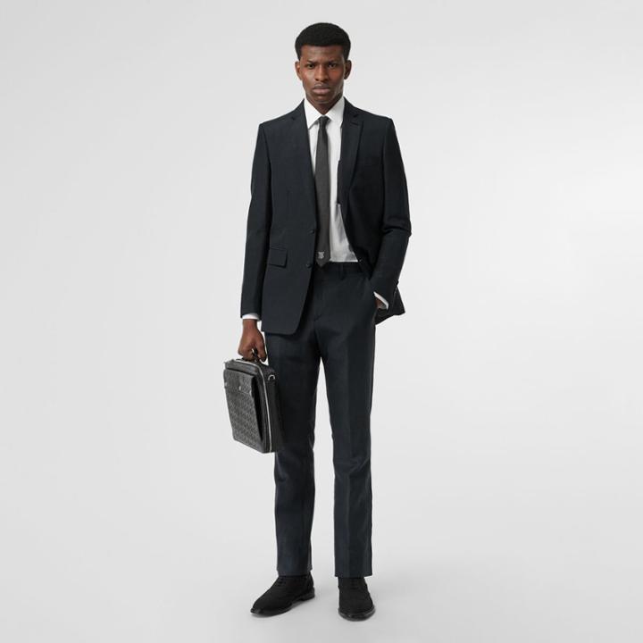 Burberry Burberry Classic Fit Mohair Linen Silk Tailored Trousers, Size: 34, Blue