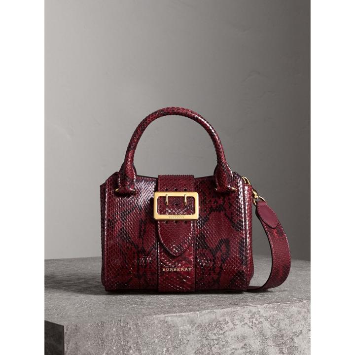Burberry Burberry The Small Buckle Tote In Python, Red