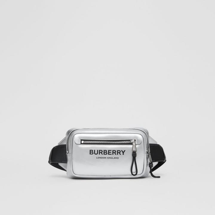 Burberry Burberry Metallic Coated Canvas Bum Bag, Grey