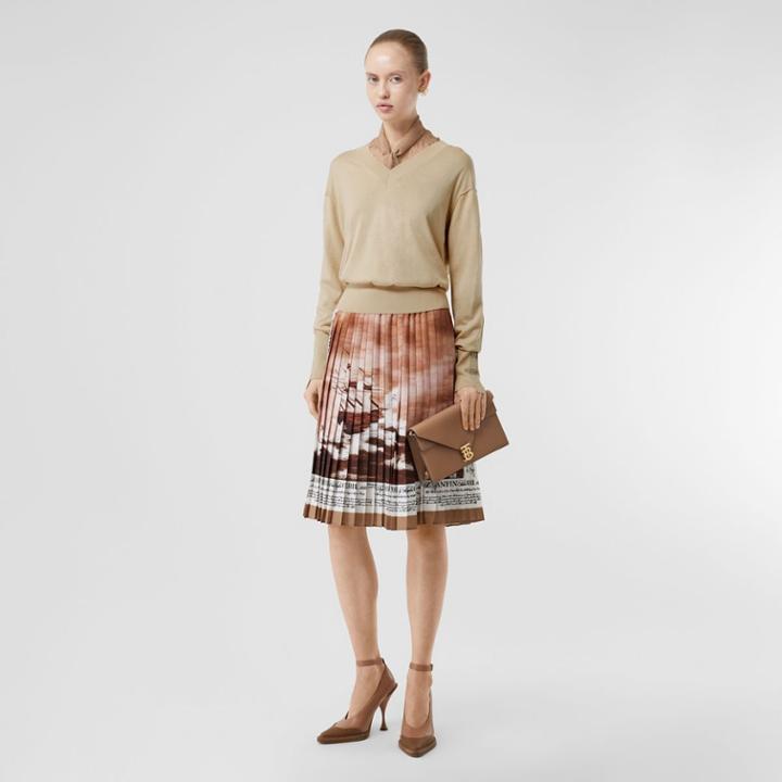 Burberry Burberry Logo Detail Merino Wool Silk Sweater, Yellow