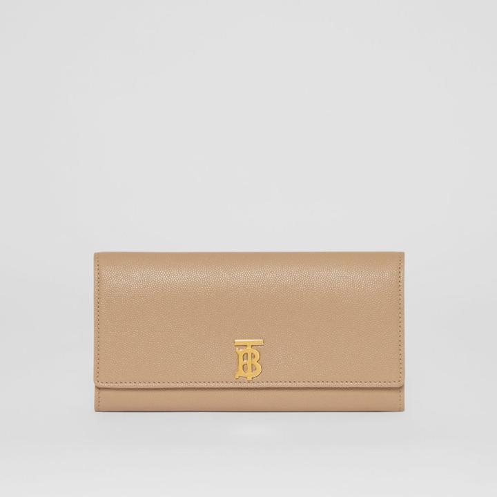 Burberry Burberry Monogram Motif Grainy Leather Continental Wallet, Beige