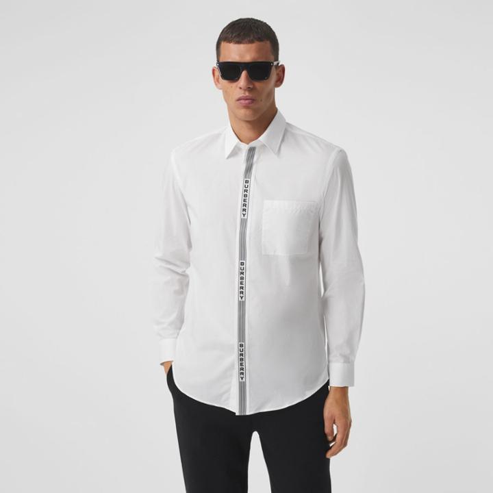 Burberry Burberry Logo Tape Cotton Shirt, White