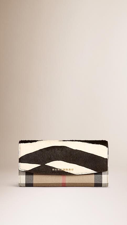 Burberry Zebra Print And House Check Continental Wallet