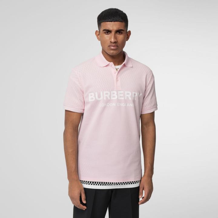 Burberry Burberry Logo Print Cotton Piqu Polo Shirt, Pink
