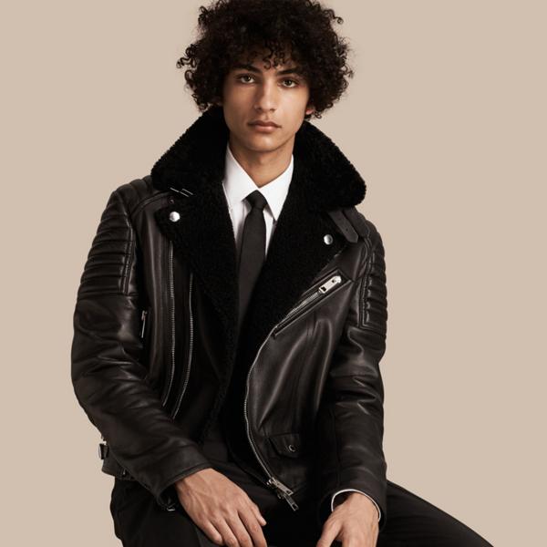 Burberry Shearling-lined Leather Biker Jacket