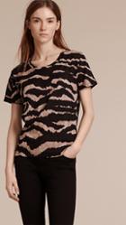 Burberry Zebra Print Cotton T-shirt