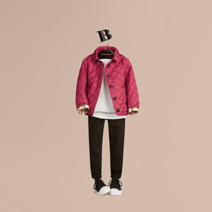 Burberry Burberry Check Lined Diamond Quilted Jacket, Size: 14y, Pink