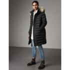 Burberry Burberry Detachable Fur Trim Down-filled Puffer Coat With Hood, Size: S, Black