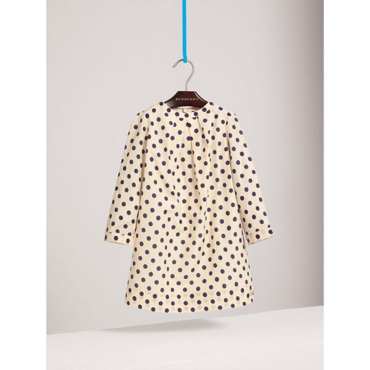 Burberry Burberry Spot Print Cotton Silk A-line Dress, Size: 14y, White