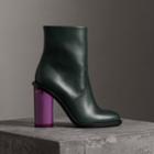 Burberry Burberry Two-tone Leather High Block-heel Boots, Size: 35