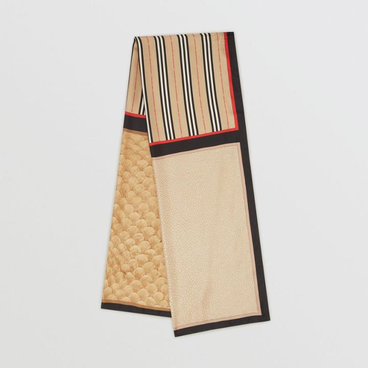 Burberry Burberry Montage Print Silk Scarf, Beige