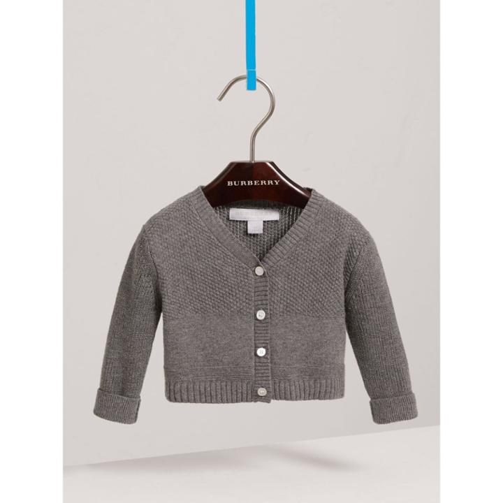 Burberry Burberry Waffle Knit Detail Cotton Cardigan, Size: 12m, Grey