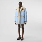 Burberry Burberry Two-tone Leather And Shearling Coat, Size: 02, Baby Blue