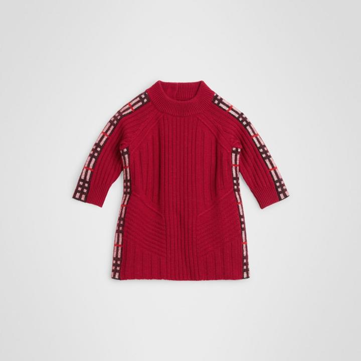 Burberry Burberry Childrens Check Detail Wool Cashmere Dress, Size: 2y, Grey