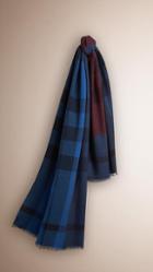 Burberry Colour Block Check Wool Cashmere Scarf