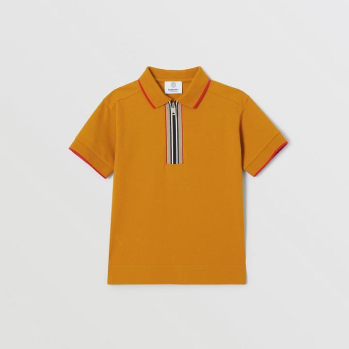 Burberry Burberry Childrens Icon Stripe Detail Cotton Zip-front Polo Shirt, Size: 10y