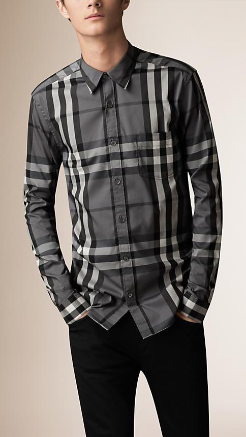 Burberry Check Stretch Cotton-blend Shirt