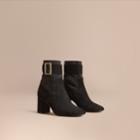 Burberry Burberry Buckle Detail Kidskin Boots, Size: 37, Black