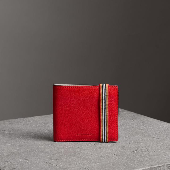 Burberry Burberry Heritage Stripe Leather International Bifold Wallet, Red