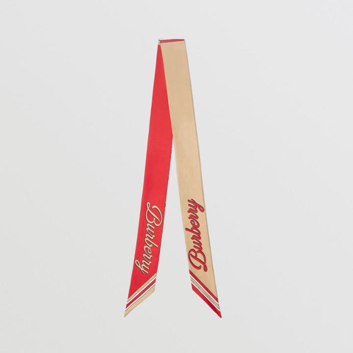 Burberry Burberry Logo Print Silk Skinny Scarf