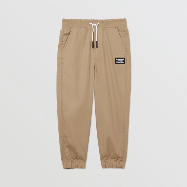 Burberry Burberry Childrens Logo Appliqu Cotton Twill Trackpants, Size: 14y, Yellow