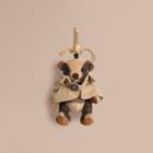 Burberry Burberry Mr Trench Thomas Bear Charm In Check Cashmere, Brown