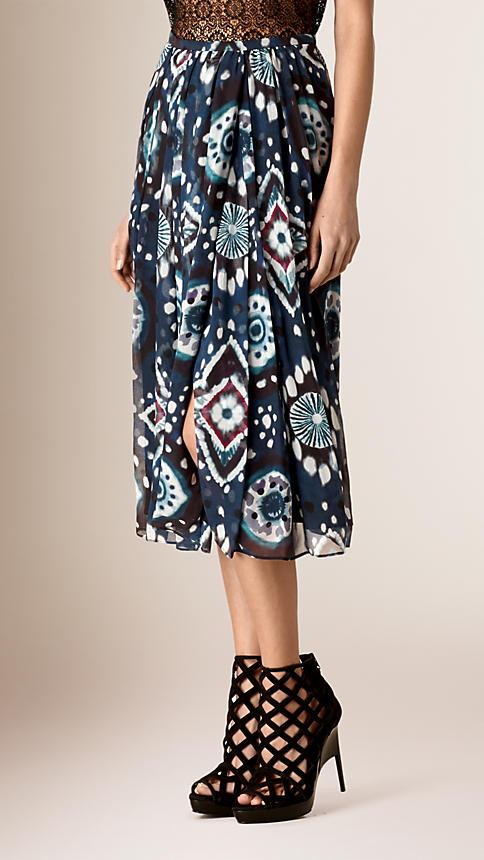 Burberry Tie-dye Print Silk Skirt