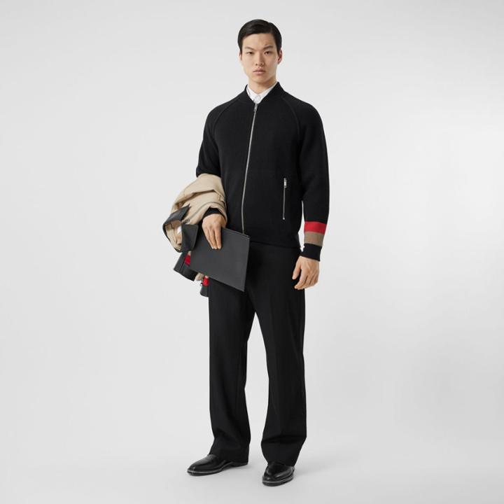 Burberry Burberry Double-faced Wool Cashmere Blend Bomber Jacket, Black