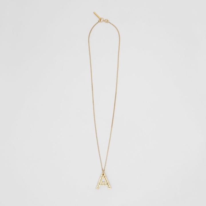 Burberry Burberry 'a' Alphabet Charm Gold-plated Necklace, Yellow