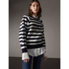 Burberry Burberry Breton Stripe Wool Cashmere Blend Sweater, Blue