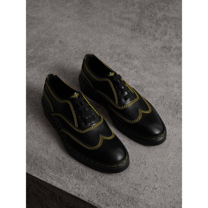 Burberry Burberry Topstitch Leather Lace-up Shoes, Size: 40.5