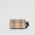 Burberry Burberry Vintage Check And Leather Note Crossbody Bag, Beige