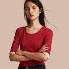 Burberry Burberry Check Cuff Stretch-cotton Top, Size: M, Red