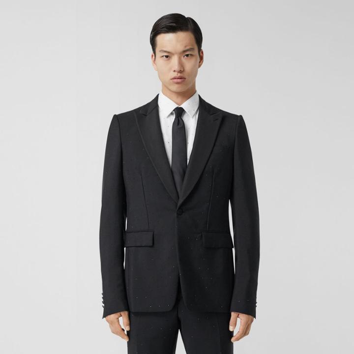 Burberry Burberry English Fit Embellished Wool Mohair Tailored Jacket, Size: 34r, Black