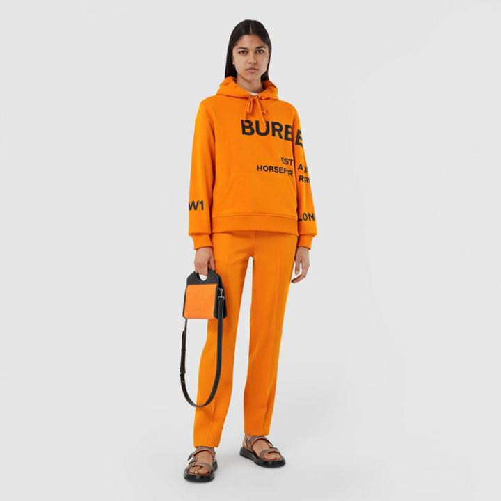 Burberry Burberry Horseferry Print Cotton Oversized Hoodie, Orange
