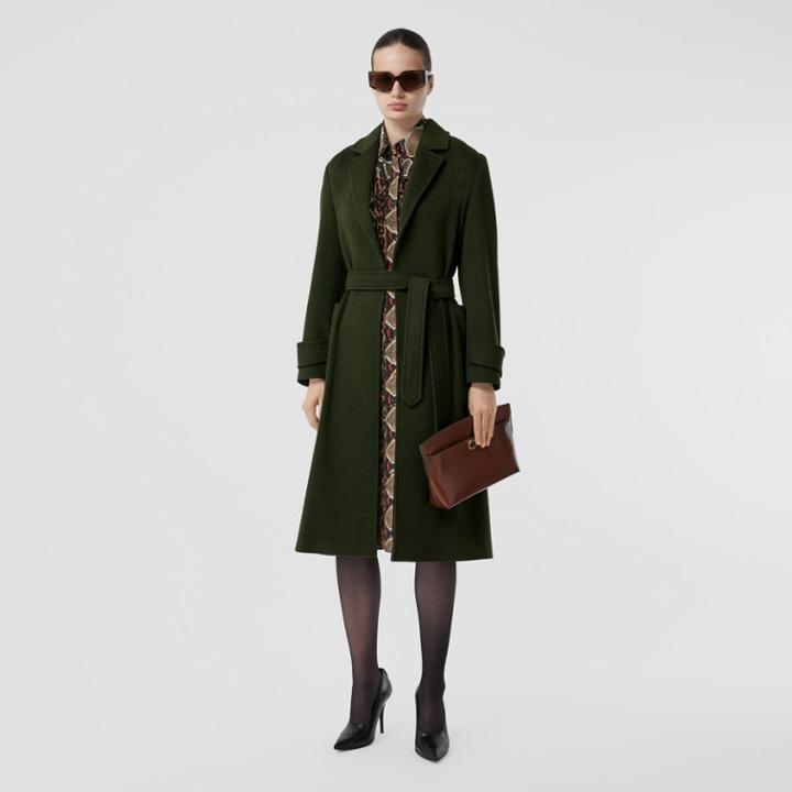 Burberry Burberry Cashmere Wrap Coat, Size: 04, Green