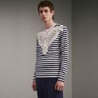 Burberry Burberry Unisex Breton Stripe Cotton Top With Lace Appliqu , Size: Xl, Blue