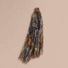 Burberry Burberry British Seaside Print Cotton Cashmere Scarf, Yellow