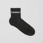 Burberry Burberry Logo Intarsia Technical Stretch Cotton Ankle Socks, Black